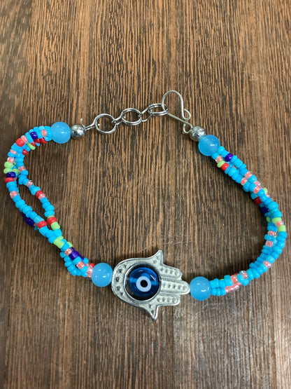 Beaded Bracelet | Multi-Strand Hamsa Charm Bracelet