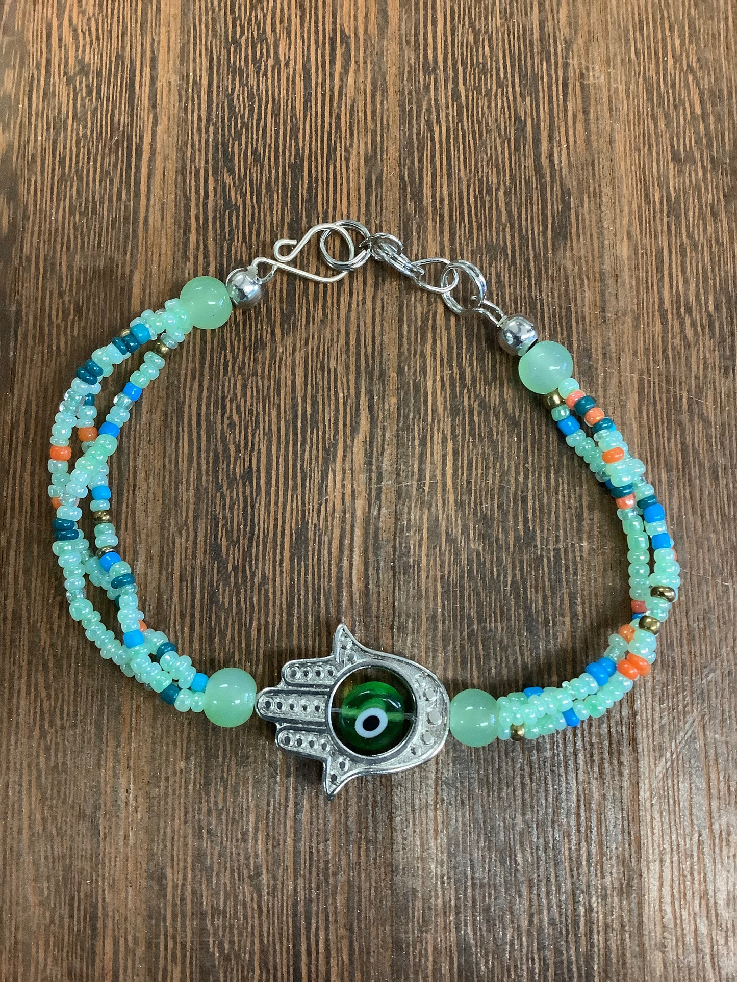 Beaded Bracelet | Multi-Strand Hamsa Charm Bracelet