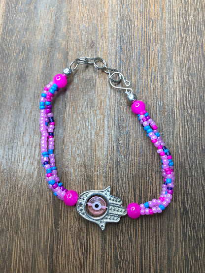 Beaded Bracelet | Multi-Strand Hamsa Charm Bracelet