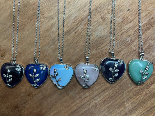Stone Necklaces | Heart Stone with Rose Necklace