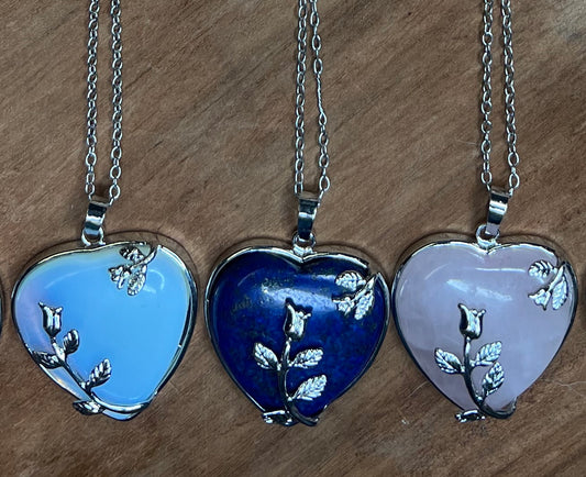 Stone Necklaces | Heart Stone with Rose Necklace