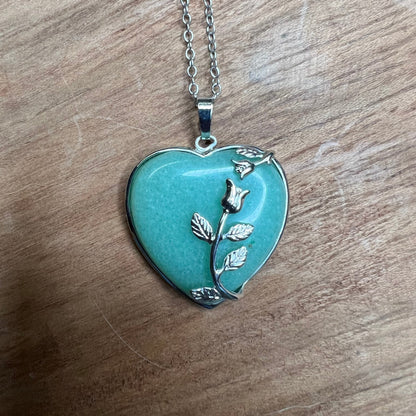 Stone Necklaces | Heart Stone with Rose Necklace