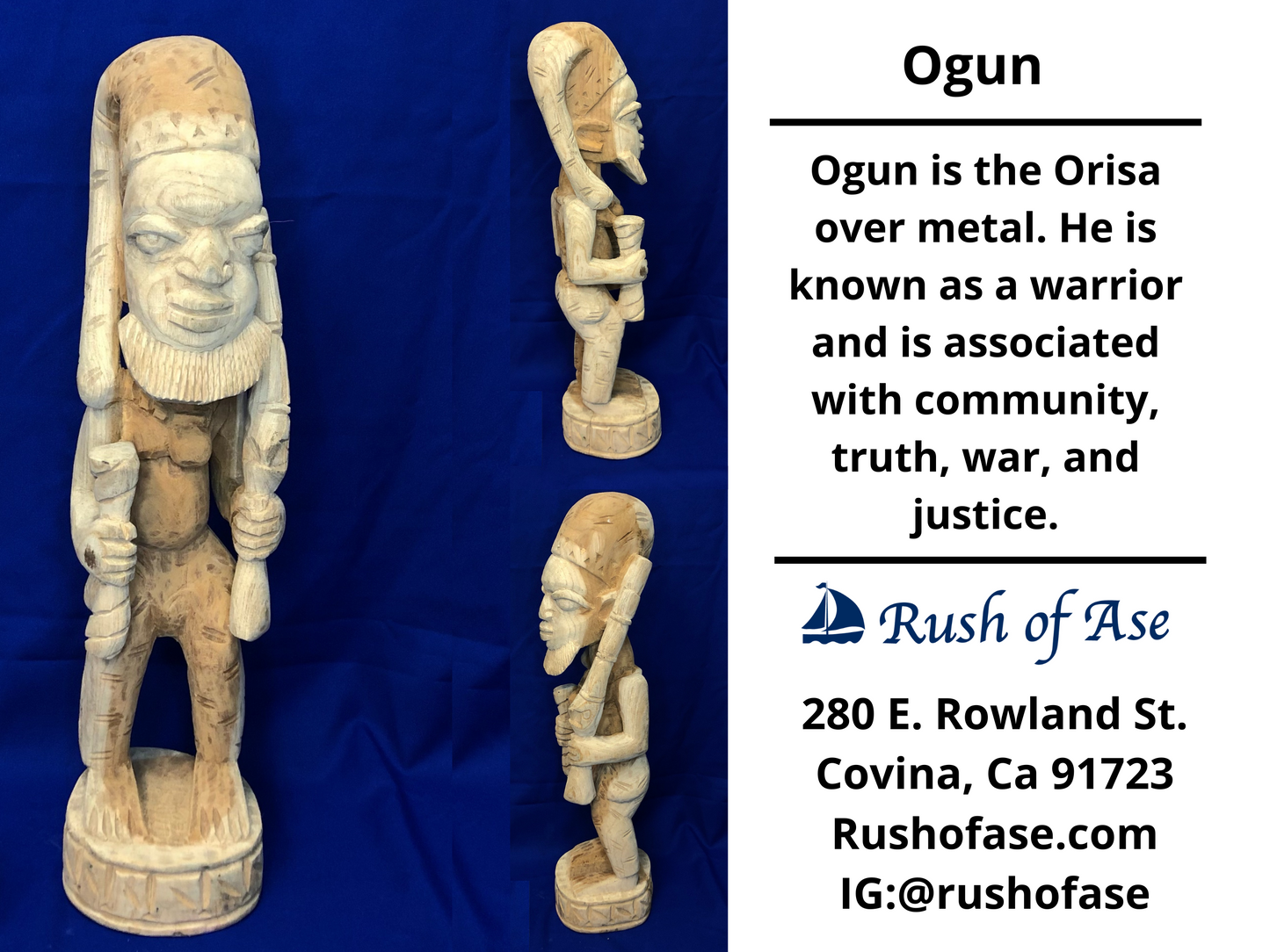 Statues | Wooden Statues | Ogun Wooden Statues - Style 7-4 [FREE SHIPPING USA]