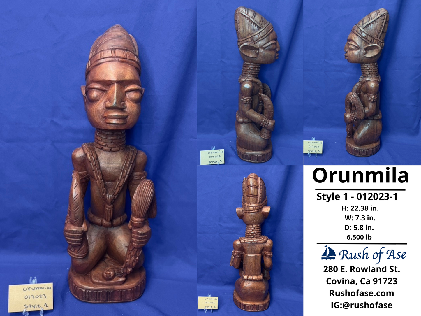 Orisa Statues | Orunmila Wood Statue - Style 1