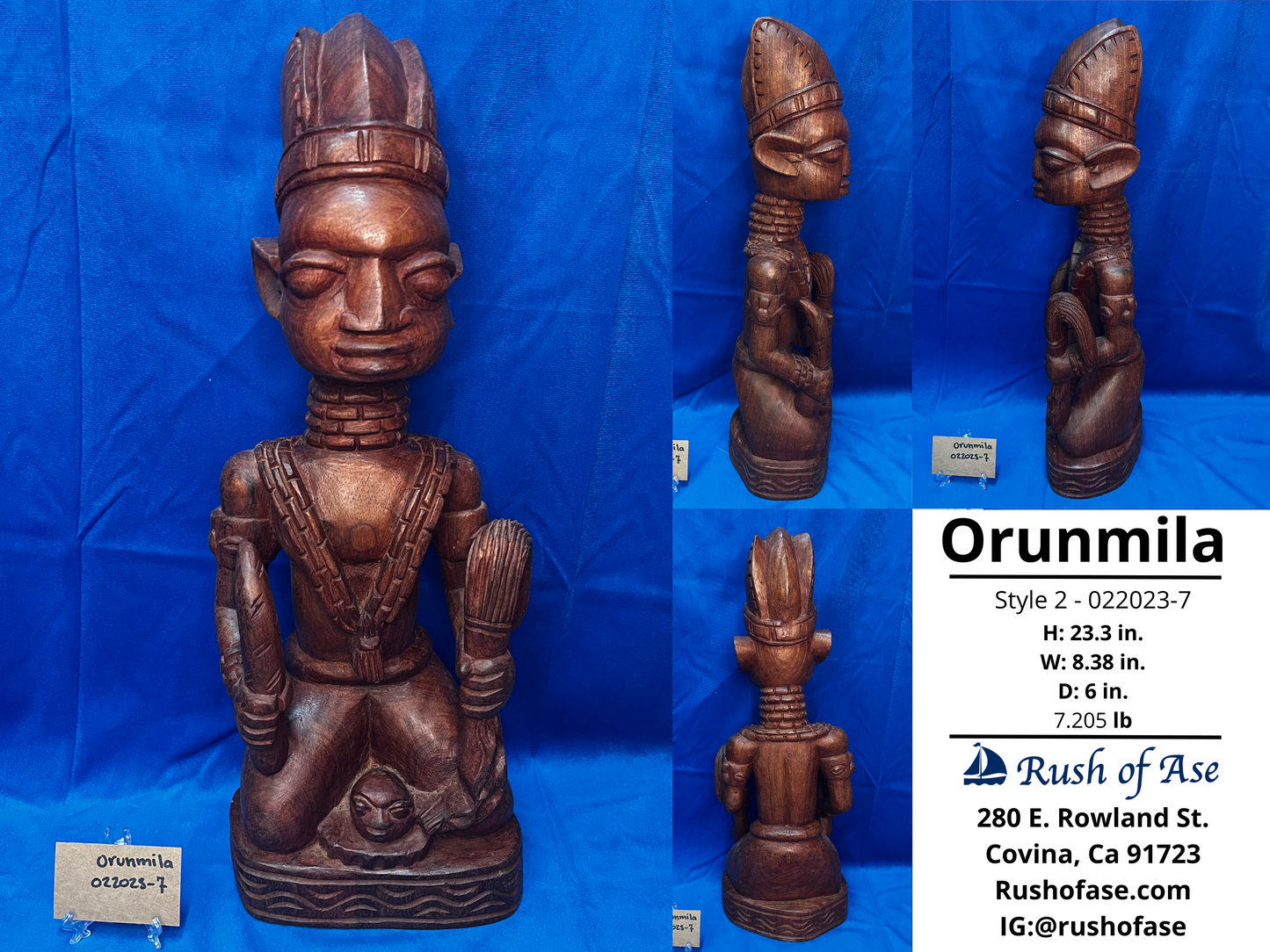 Orisa Statues | Orunmila Wood Statue - Style 2