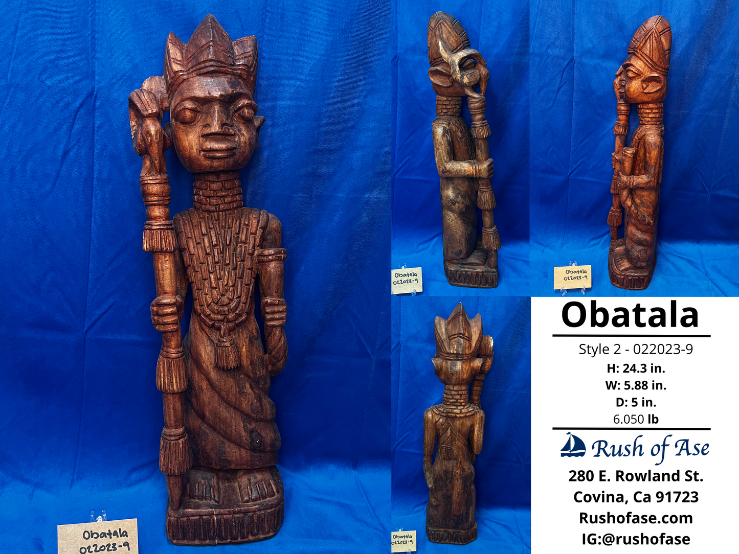 Orisa Statues | Obatala Wood Statue - Style 2
