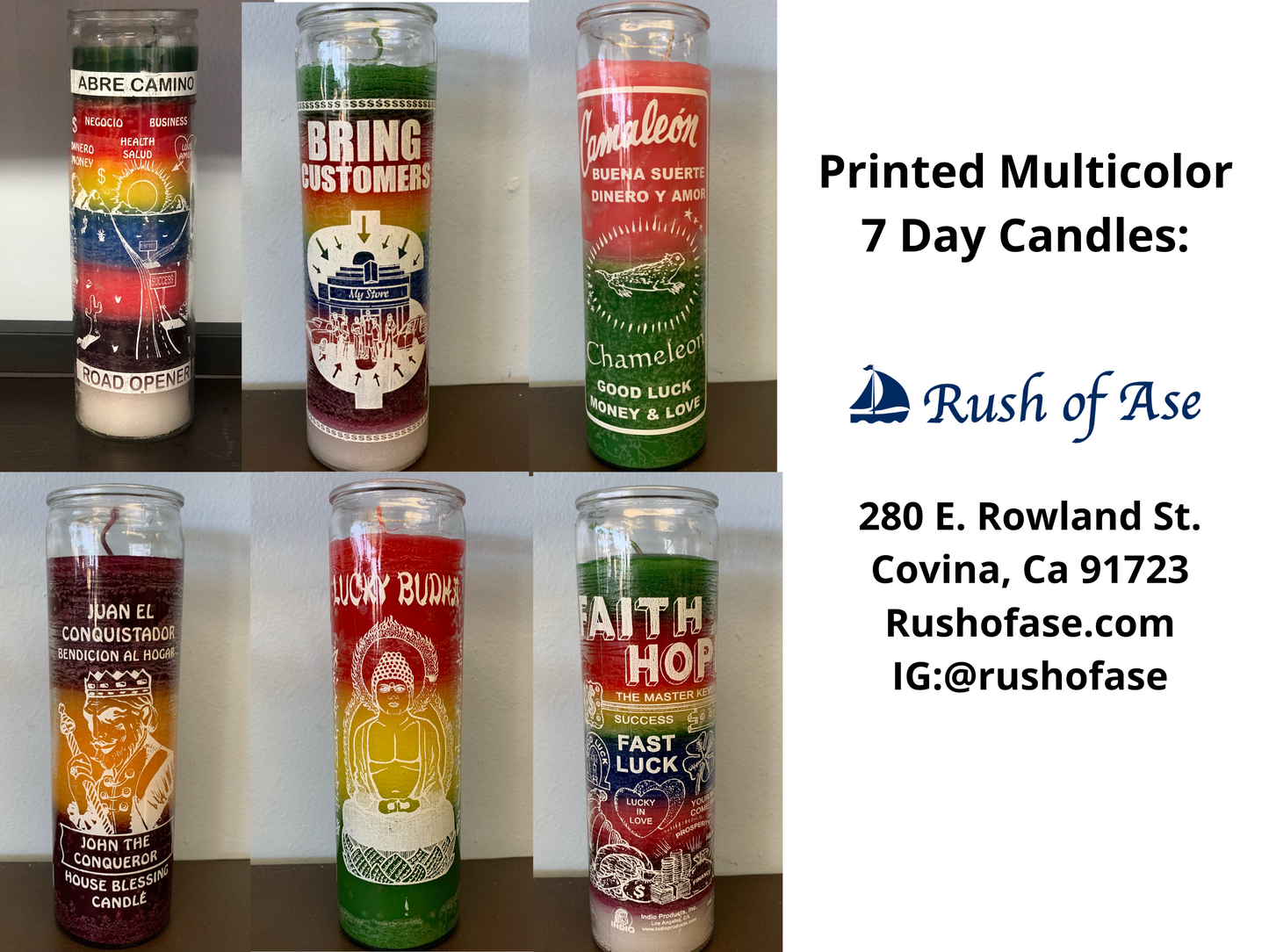 Candles | 7 Day Candles |  Printed Multi-color 7 Day Candle