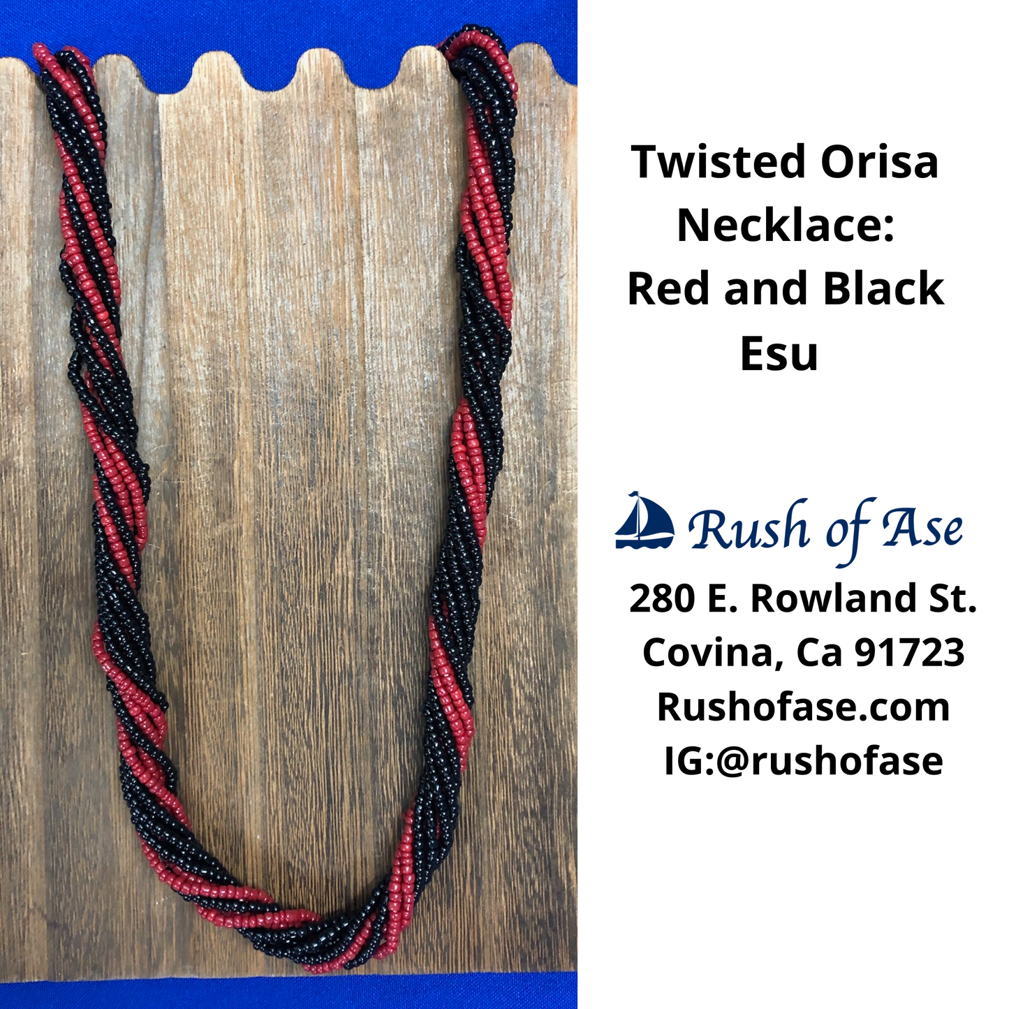 Necklace | Orisa Twist Beaded Necklace | Red and Black Twist Necklace | Esu Necklace [FREE SHIPPING USA]