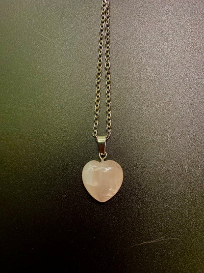 Stone Necklaces | Heart Rose Quartz Necklace