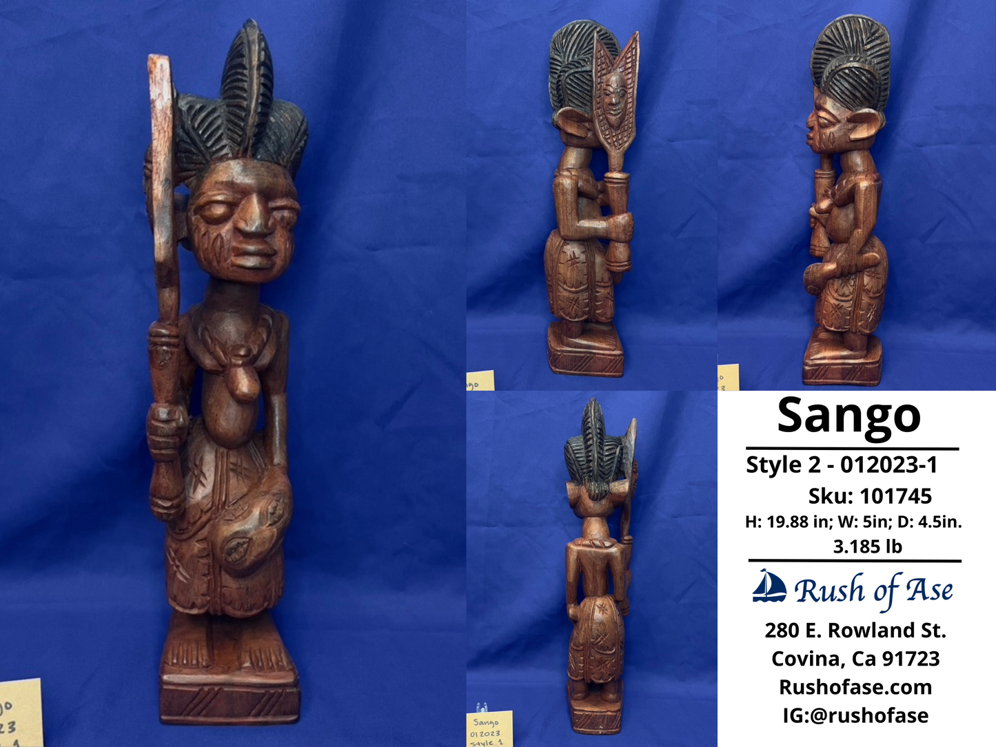 Orisa Statues | Sango Wood Statue - Style 2