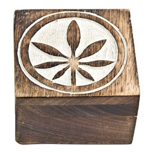 Hemp Leaf Carved Wooden Box