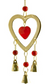 Wind Chimes | Heart Brass Chime with Bells & Beads - 9"L