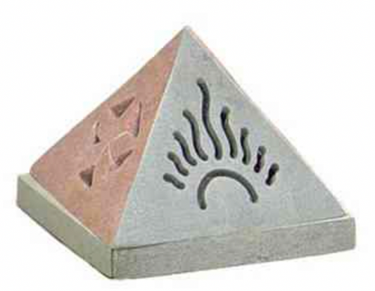 Incense Burner | Soapstone Celestial Pyramid Cone and Candle Burner - 3"x2.5"