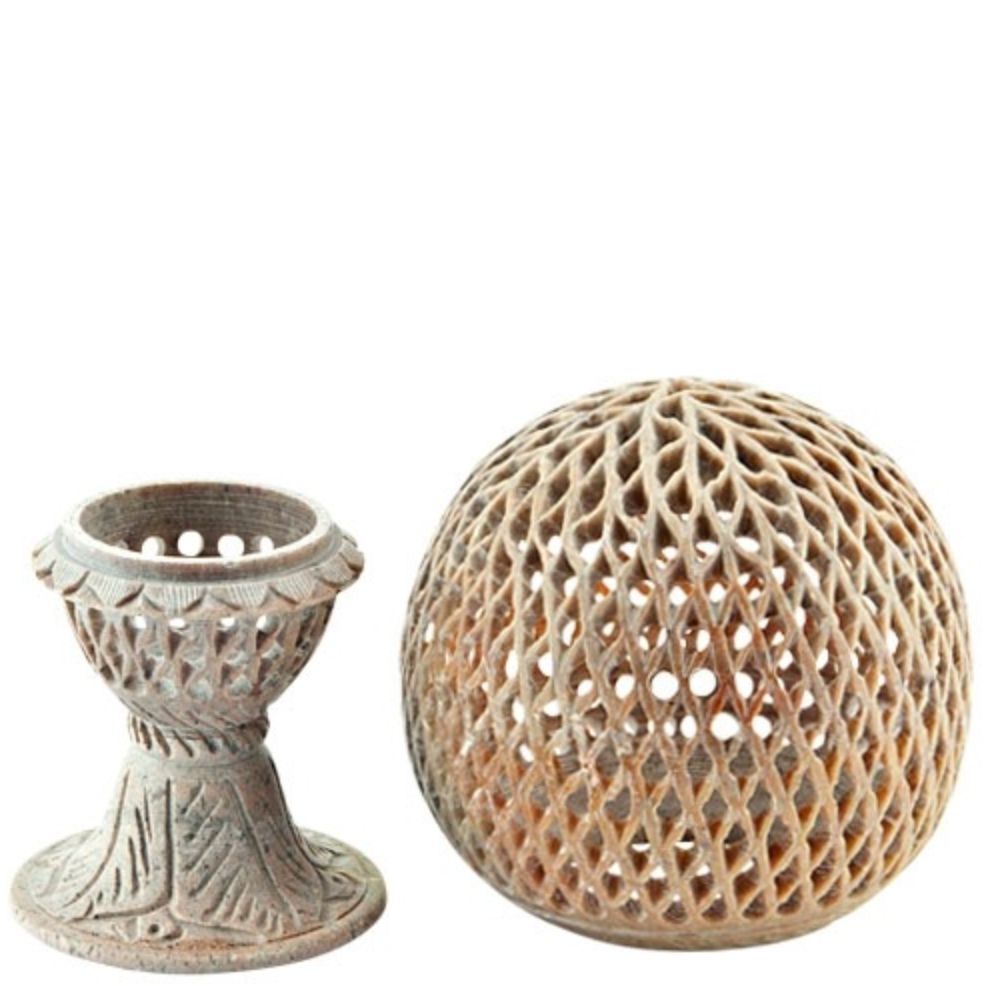 Incense Burner | Soapstone Globe Candle & Cone Burner
