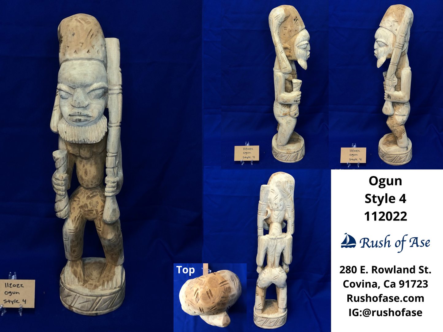 Statues | Wooden Statues | Ogun Wooden Statues - Style 7-4 [FREE SHIPPING USA]