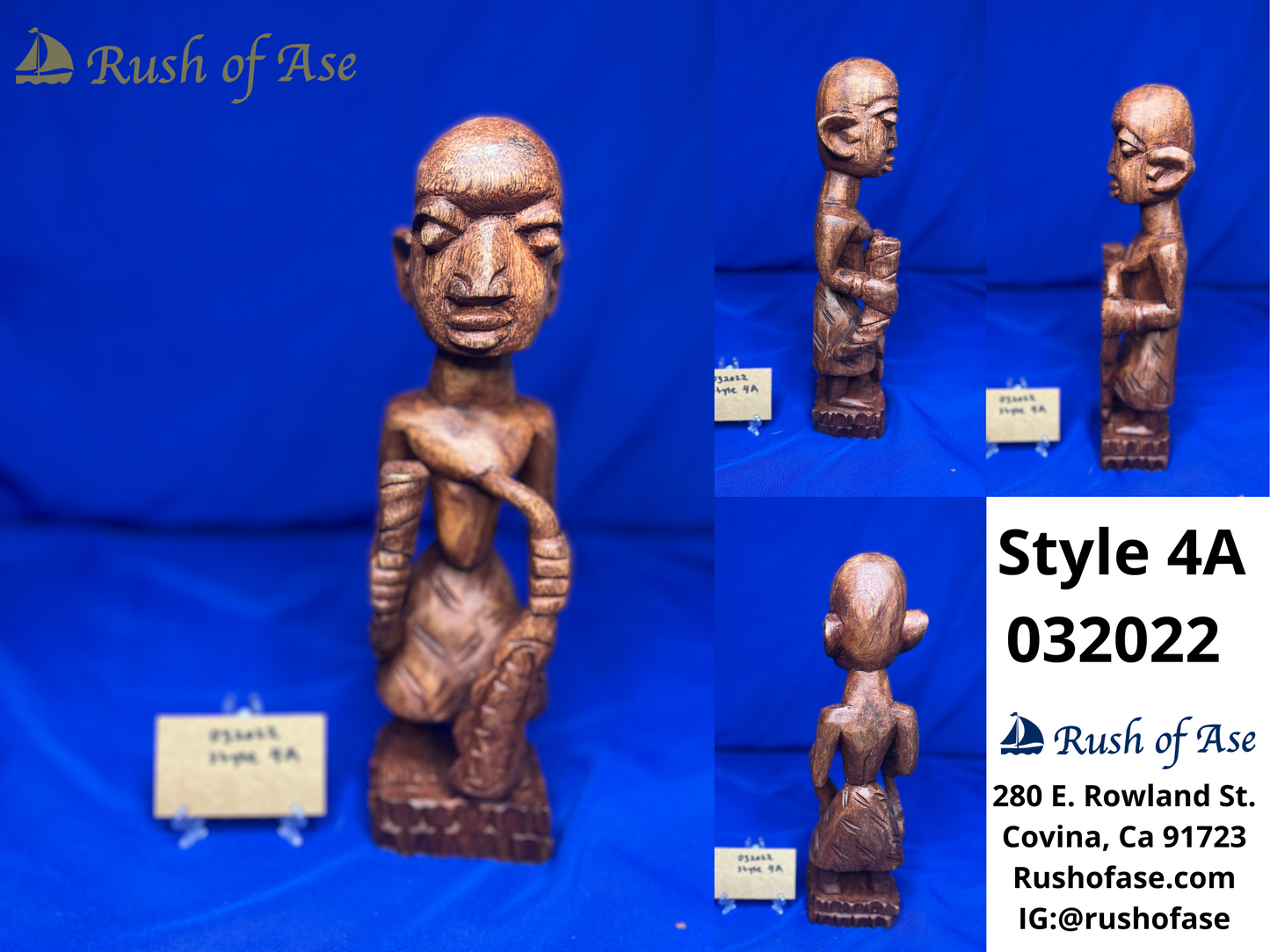 Statues | Wooden Statues | Esu Onikondo & Esu Onífèrè Wooden Brown Statues