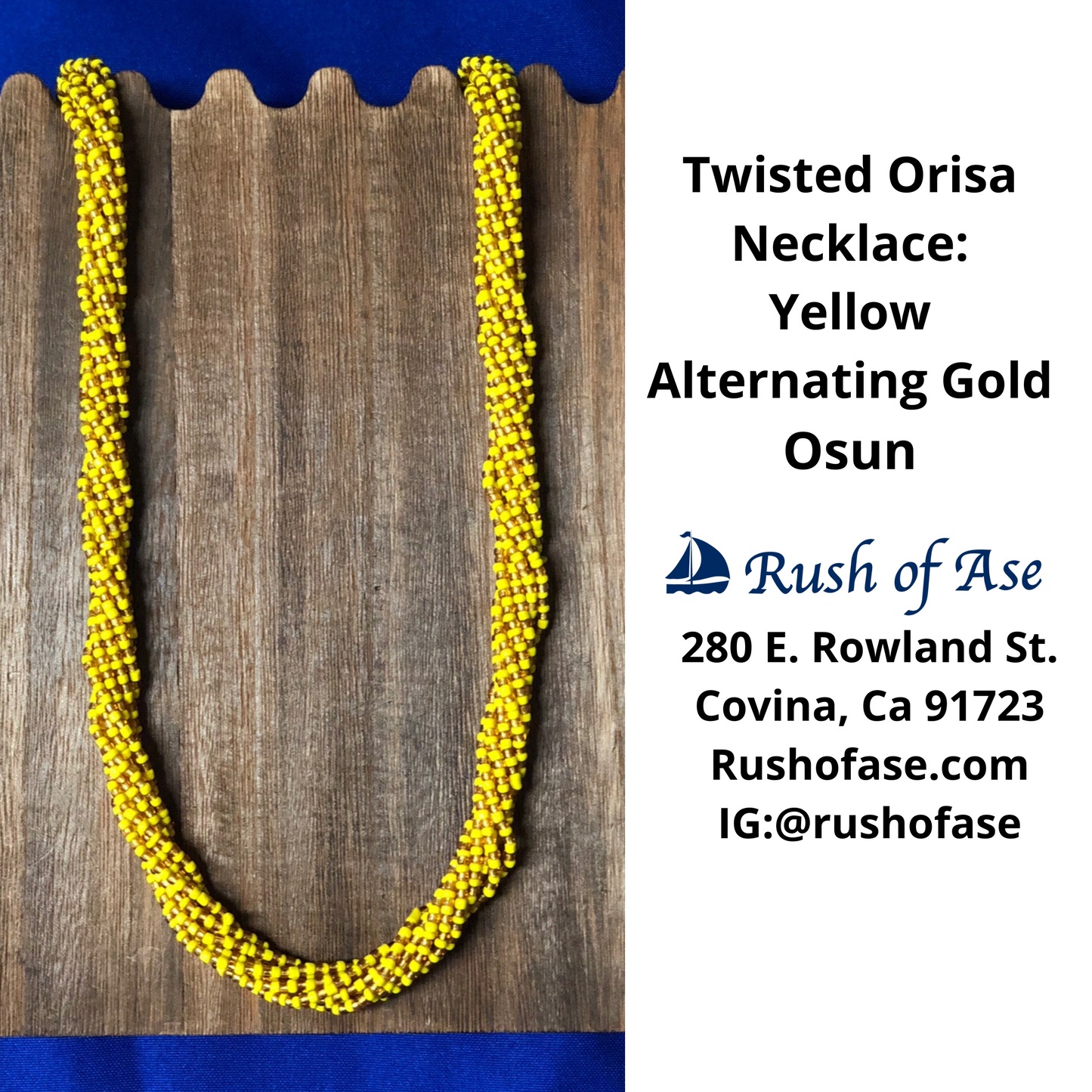 Necklace | Orisa Twist Beaded Necklace | Yellow and Gold Twist Necklace | Osun - Style 5-5 [FREE SHIPPING USA]