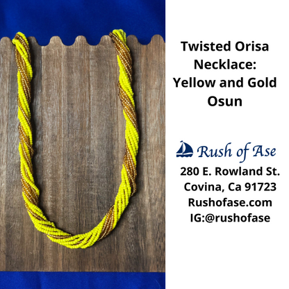 Necklace | Orisa Twist Beaded Necklace | Yellow and Gold Twist Necklace | Osun - Style 5-5 [FREE SHIPPING USA]