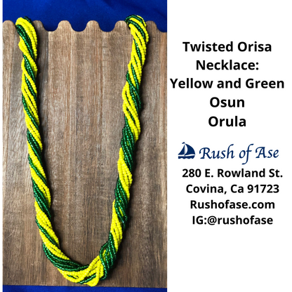 Necklace | Orisa Twist Beaded Necklace | Green and Yellow Necklace [FREE SHIPPING USA]