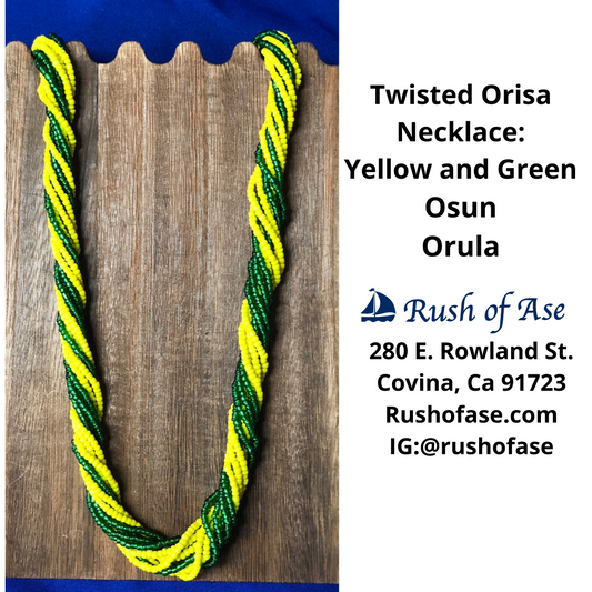 Necklace | Orisa Twist Beaded Necklace | Green and Yellow Necklace [FREE SHIPPING USA]