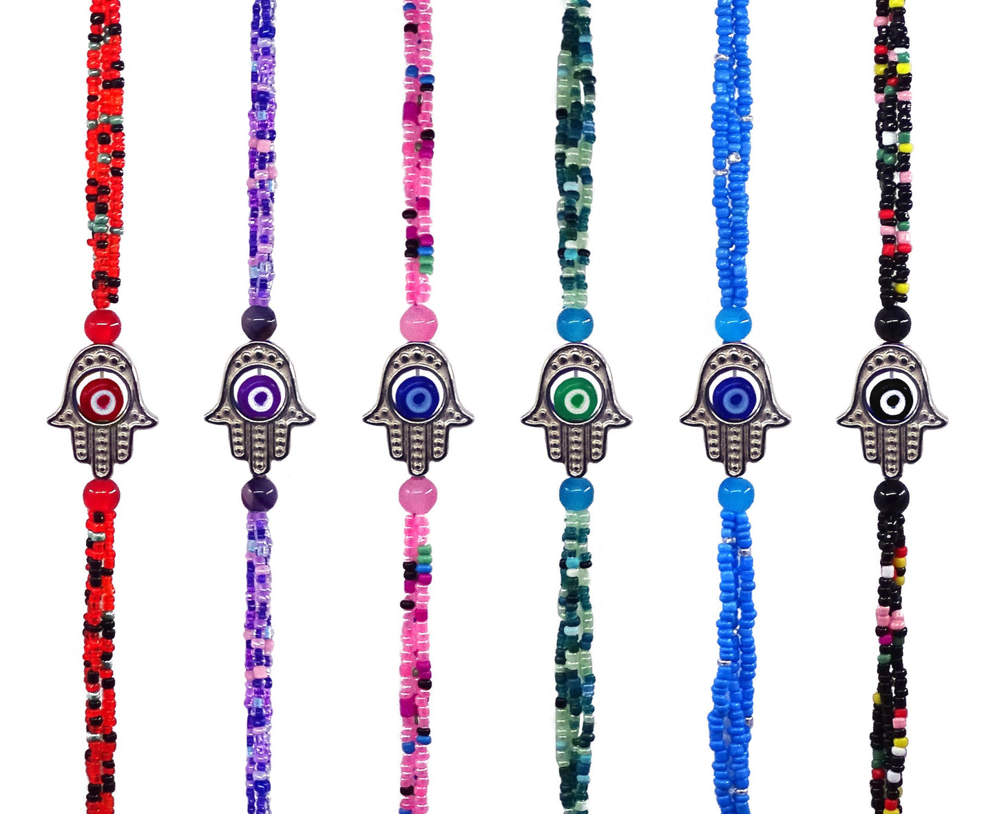 Beaded Bracelet | Multi-Strand Hamsa Charm Bracelet