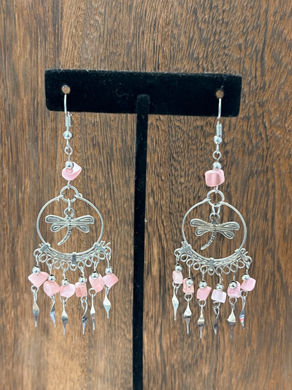 Earrings | Chip Quartz Hoop Earring With Beaded Dangles and Hanging Charms